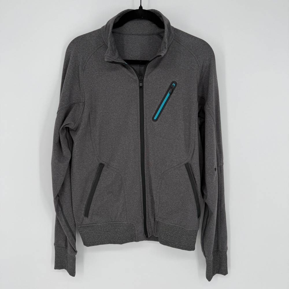 LULULEMON MEN'S TRAINER JACKET FULL ZIP HEATHERED SOOT GRAY MEDIUM